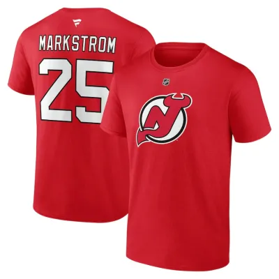 Pánské tričko Jacob Markstrom #25 New Jersey Devils NHL Authentic Stack Name & Number T-Shirt - Red Velikost: S