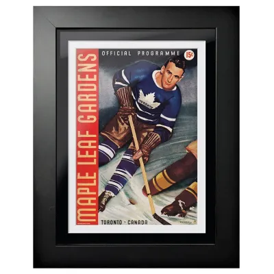 Obraz v rámu Toronto Maple Leafs NHL Memorabilia Maple Leaf Gardens Red Border Program Cover