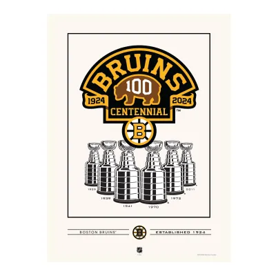 Plakát Boston Bruins NHL 100th Anniversary 12" x 16"