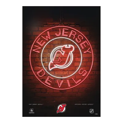 Plakát New Jersey Devils NHL Neon 12" x 16"