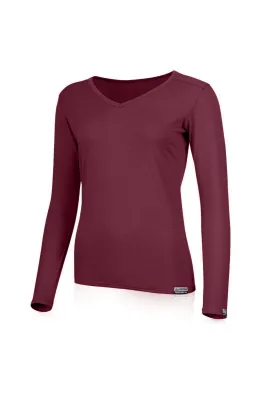 Lasting EVA 3838 vínová dámské merino triko s výstřihem Velikost: XL 8596445042955