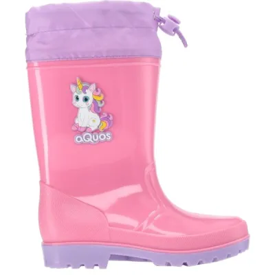 AQUOS RASTY K COLLAR Dívčí holínky, růžová, velikost 27