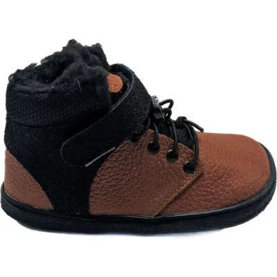 PEGRES BF 40 0.1 Dětská zimní barefoot obuv, hnědá, velikost 35