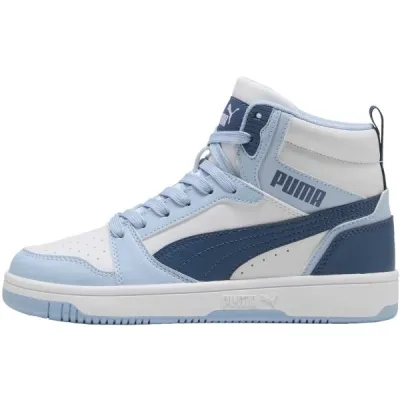 Puma REBOUND V6 MID JR Dětské kotníkové tenisky, bílá, velikost 39
