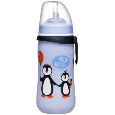 NIP STRAW CUP PP 330ML Láhev s brčkem, modrá, velikost UNI