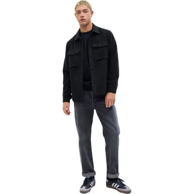 GAP FA23 LS MIDWEIGHT FLANNEL Pánská košile, černá, velikost S