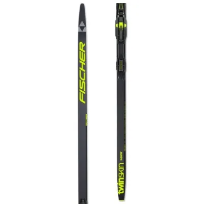 Fischer TWIN SKIN SUPERIOR STIFF SET + BDG RACE CLASSIC Běžecké lyže s podporou stoupání skin, tmavě šedá, velikost 187
