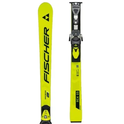 Fischer RC4 WC GS JR M-PLATE + RC4 Z11 FF GW Sjezdové lyže, žlutá, velikost 148