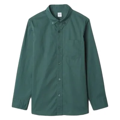 GAP FA24 LS POPLIN Chlapecká košile, tmavě zelená, velikost XS