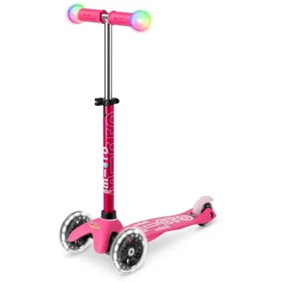 Micro MINI DELUXE MAGIC LED Dětská koloběžka, růžová, velikost UNI