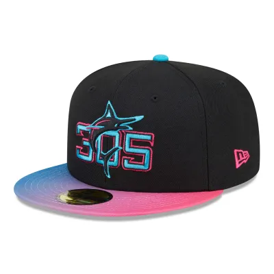 Pánská kšiltovka Miami Marlins MLB Authentic City Connect 59FIFTY Fitted - Černá a tyrkysová Velikost: 7 5/8