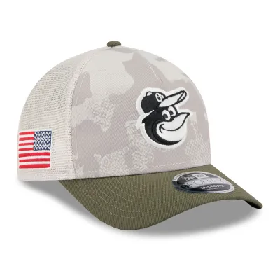 Pánská kšiltovka Baltimore Orioles MLB 2025 Armed Forces 9FORTY M-Crown A-Frame Snapback