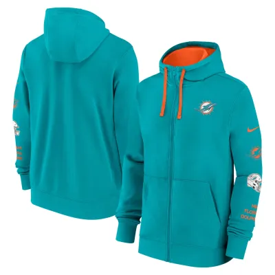Pánská mikina Miami Dolphins NFL Full-Zip Club Fleece Hoodie Velikost: S