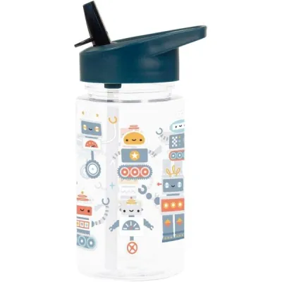 A LITTLE LOVELY COMP ROBOTS Dětská láhev na pití, transparentní, velikost 450 ML