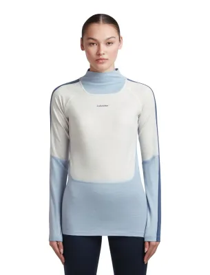 Dámské merino triko dlouhý rukáv ICEBREAKER Wmns Merino 200 Oasis+ LS High Neck, Zincblu/Ecru Heather/Dawn/Cb velikost: XS