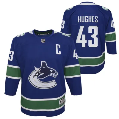 Dětský dres Vancouver Canucks NHL Quinn Hughes #43 Premier Modrá (YOUTH) Velikost: S/M