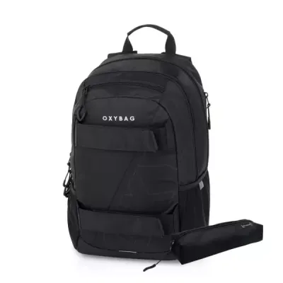 Oxybag SPORT BLACK Školní batoh s penálem, černá, velikost UNI